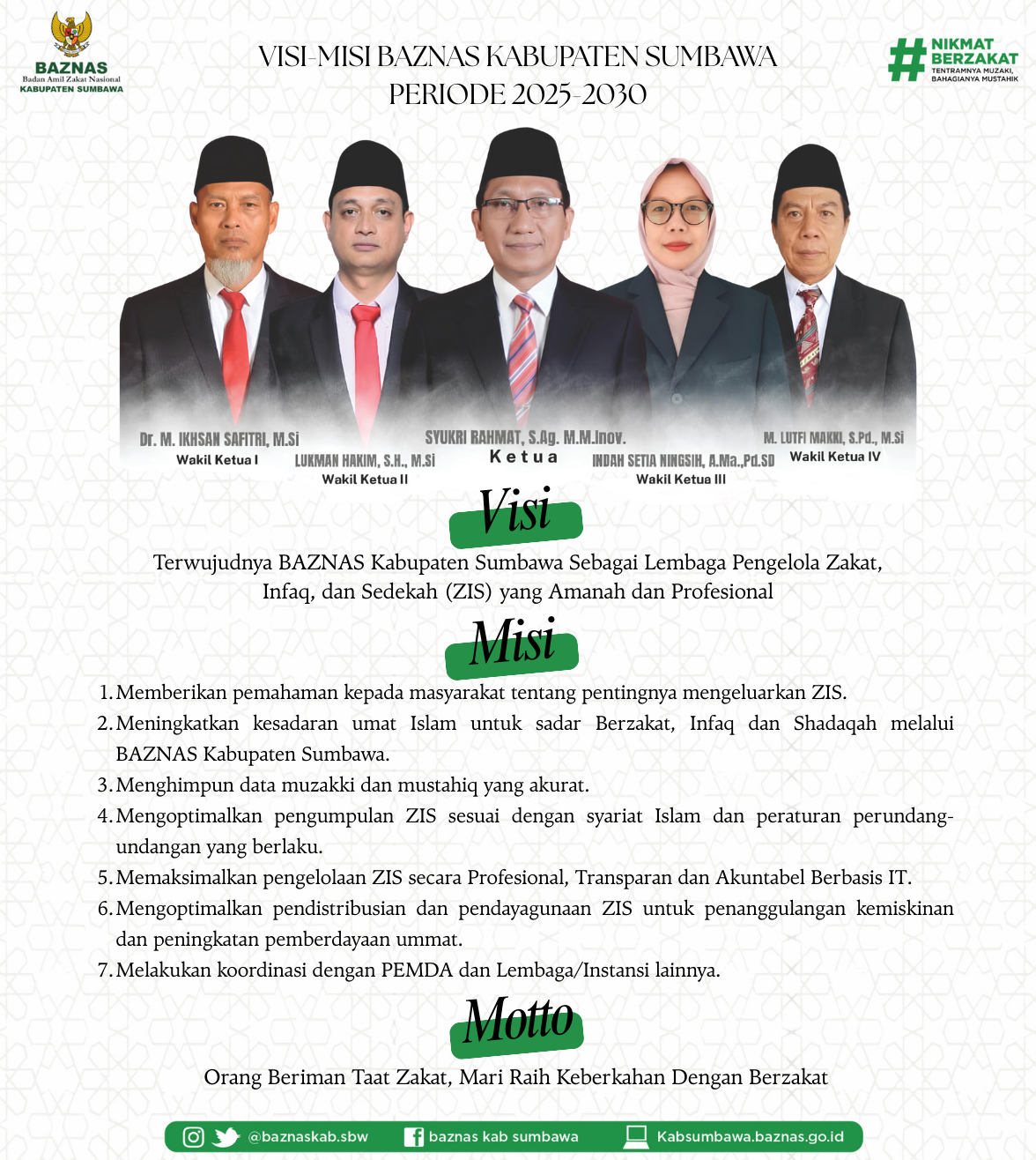 Visi Misi BAZNAS Kabupaten Sumbawa