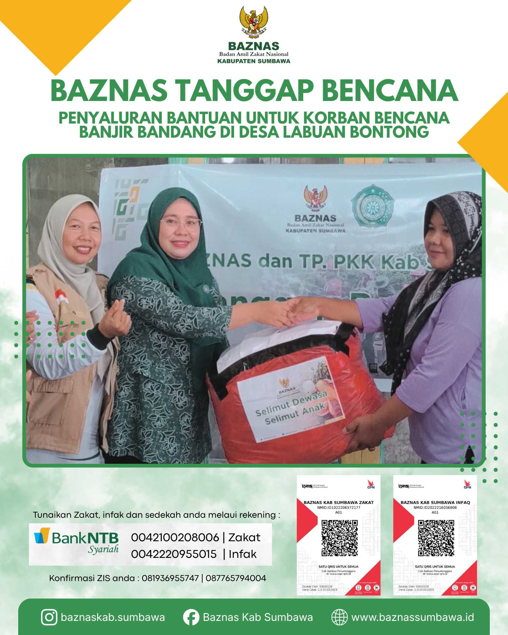 BAZNAS Sumbawa Tanggap Bencana, Salurkan Bantuan untuk Korban Banjir Bandang di Desa Labuan Bontong